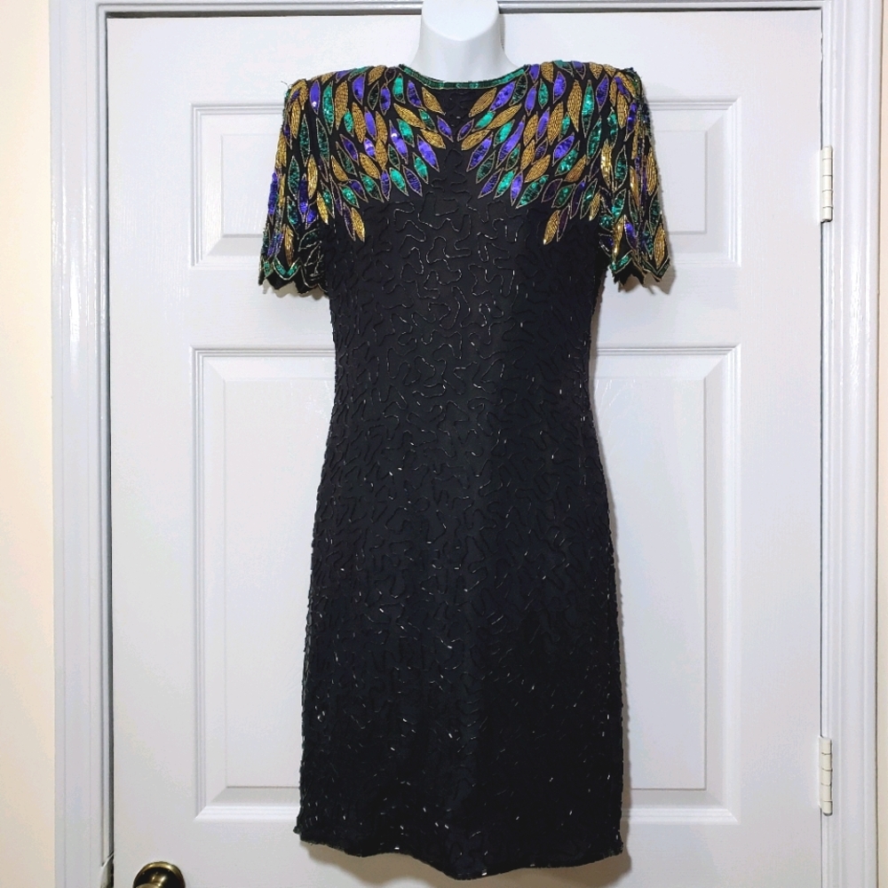 VINTAGE Laurence Kazar beaded/sequin dress